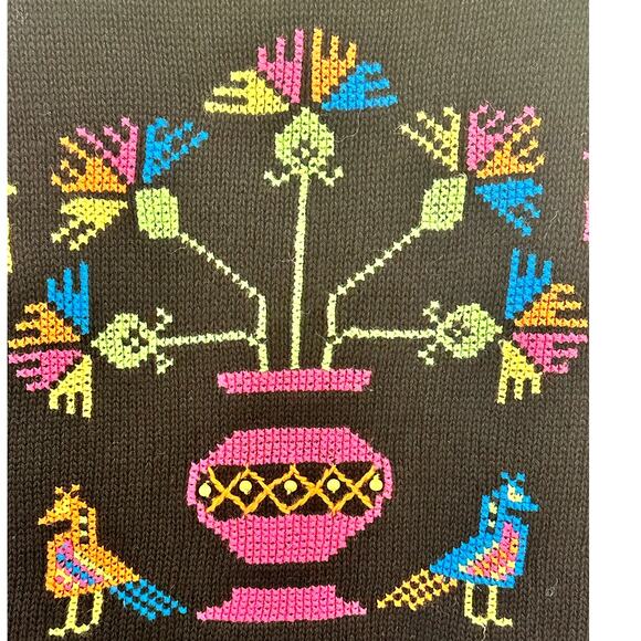 Sharon Young Vintage Cross Stitch & Beaded Black Woven Vest Women's Size Medium - Picture 8 of 12